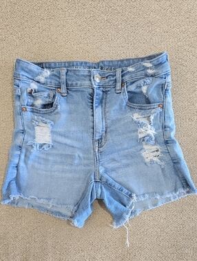 American Eagle Distressed Hi Rise Shortie Super Stretch Jean Shorts - Size 6